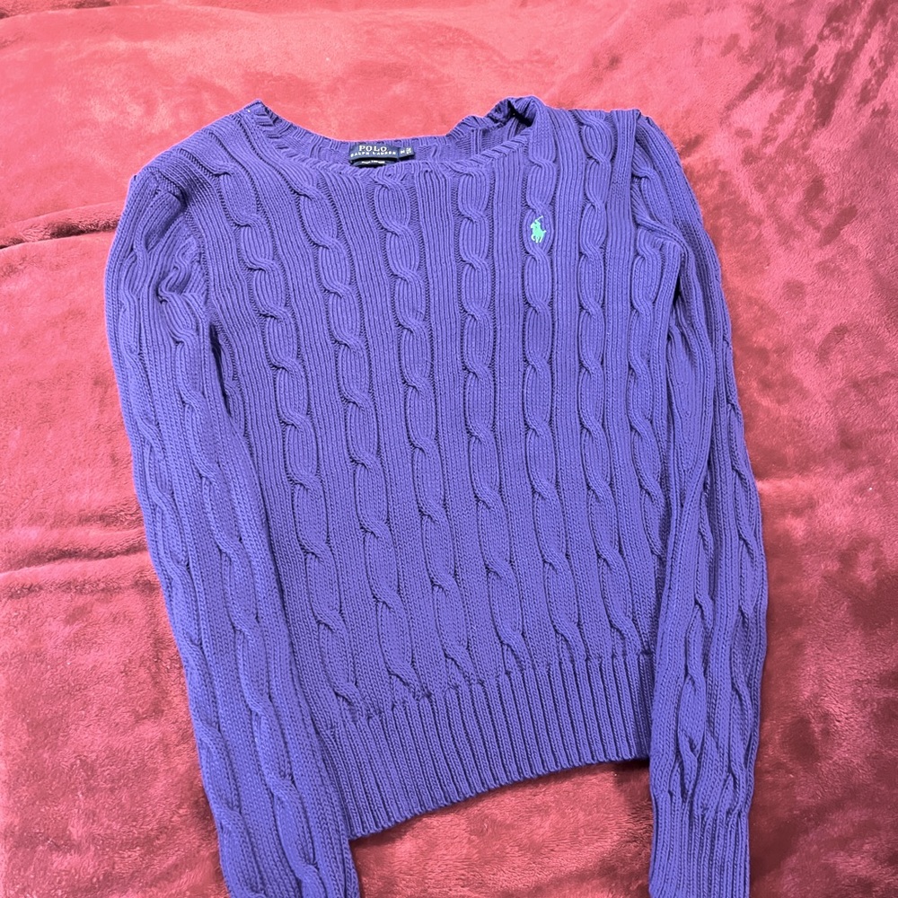 Purple girl Ralph Lauren sweater. Size is medium. Warm and comfortable.